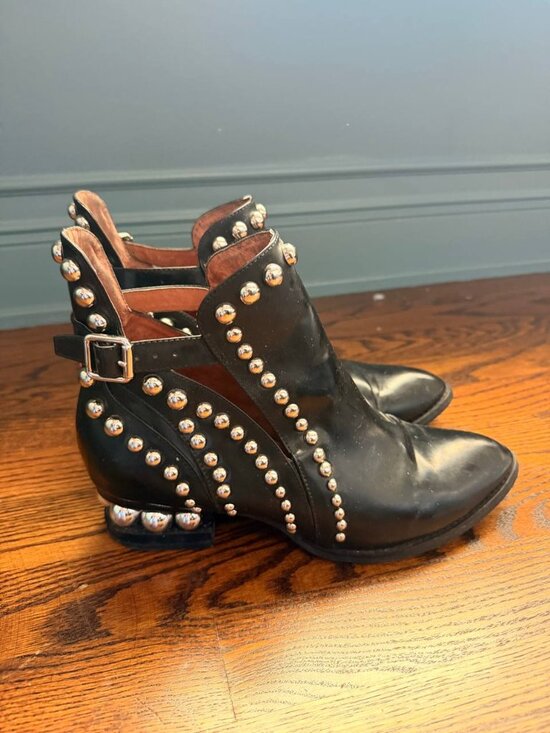 Jeffrey Campbell Shoes - Jeffrey Campbell Rylance Black Leather Studded Ankle Booties